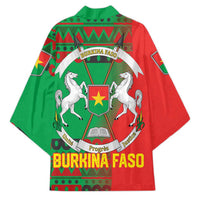 Burkina Faso Kimono with Red Green Tribal Design and Bobo Dioulasso Landmark - Wonder Print Shop