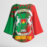 Burkina Faso Kimono Sleeve Blouse with Red Green Tribal Design and Bobo Dioulasso Landmark - Wonder Print Shop