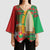 Burkina Faso Kimono Sleeve Blouse with Red Green Tribal Design and Bobo Dioulasso Landmark - Wonder Print Shop