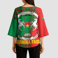 Burkina Faso Kimono Sleeve Blouse with Red Green Tribal Design and Bobo Dioulasso Landmark - Wonder Print Shop