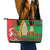 Burkina Faso Leather Tote Bag with Red Green Tribal Design and Bobo Dioulasso Landmark - Wonder Print Shop