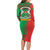 Burkina Faso Long Sleeve Bodycon Dress with Red Green Tribal Design and Bobo Dioulasso Landmark - Wonder Print Shop