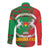 Burkina Faso Long Sleeve Button Shirt with Red Green Tribal Design and Bobo Dioulasso Landmark - Wonder Print Shop