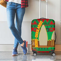 Burkina Faso Luggage Cover with Red Green Tribal Design and Bobo Dioulasso Landmark - Wonder Print Shop