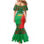 Burkina Faso Mermaid Dress with Red Green Tribal Design and Bobo Dioulasso Landmark - Wonder Print Shop