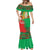 Burkina Faso Mermaid Dress with Red Green Tribal Design and Bobo Dioulasso Landmark - Wonder Print Shop