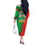 Burkina Faso Off The Shoulder Long Sleeve Dress with Red Green Tribal Design and Bobo Dioulasso Landmark - Wonder Print Shop