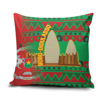 Burkina Faso Pillow Cover with Red Green Tribal Design and Bobo Dioulasso Landmark - Wonder Print Shop
