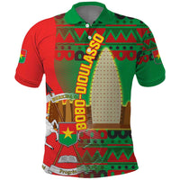 Burkina Faso Polo Shirt with Red Green Tribal Design and Bobo Dioulasso Landmark - Wonder Print Shop