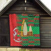 Burkina Faso Quilt with Red Green Tribal Design and Bobo Dioulasso Landmark - Wonder Print Shop