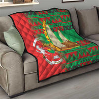 Burkina Faso Quilt with Red Green Tribal Design and Bobo Dioulasso Landmark - Wonder Print Shop