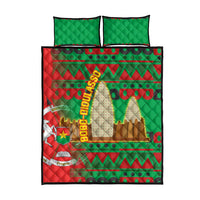 Burkina Faso Quilt Bed Set with Red Green Tribal Design and Bobo Dioulasso Landmark - Wonder Print Shop