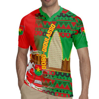 Burkina Faso Rugby Jersey with Red Green Tribal Design and Bobo Dioulasso Landmark - Wonder Print Shop
