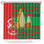 Burkina Faso Shower Curtain with Red Green Tribal Design and Bobo Dioulasso Landmark - Wonder Print Shop