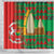 Burkina Faso Shower Curtain with Red Green Tribal Design and Bobo Dioulasso Landmark - Wonder Print Shop
