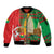 Burkina Faso Sleeve Zip Bomber Jacket with Red Green Tribal Design and Bobo Dioulasso Landmark - Wonder Print Shop