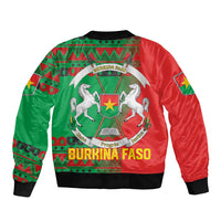 Burkina Faso Sleeve Zip Bomber Jacket with Red Green Tribal Design and Bobo Dioulasso Landmark - Wonder Print Shop