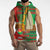 Burkina Faso Sleeveless Zip Hoodie with Red Green Tribal Design and Bobo Dioulasso Landmark - Wonder Print Shop