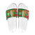 Burkina Faso Slide Sandals with Red Green Tribal Design and Bobo Dioulasso Landmark - Wonder Print Shop