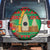 Burkina Faso Spare Tire Cover with Red Green Tribal Design and Bobo Dioulasso Landmark - Wonder Print Shop