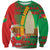 Burkina Faso Sweatshirt with Red Green Tribal Design and Bobo Dioulasso Landmark - Wonder Print Shop