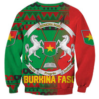Burkina Faso Sweatshirt with Red Green Tribal Design and Bobo Dioulasso Landmark - Wonder Print Shop