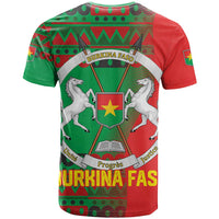Burkina Faso T Shirt with Red Green Tribal Design and Bobo Dioulasso Landmark - Wonder Print Shop