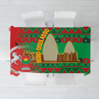 Burkina Faso Tablecloth with Red Green Tribal Design and Bobo Dioulasso Landmark - Wonder Print Shop