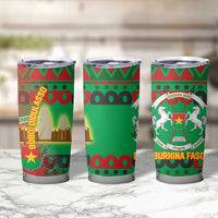 Burkina Faso Tumbler Cup with Red Green Tribal Design and Bobo Dioulasso Landmark - Wonder Print Shop