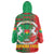 Burkina Faso Wearable Blanket Hoodie with Red Green Tribal Design and Bobo Dioulasso Landmark - Wonder Print Shop