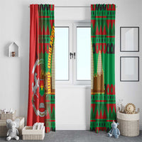 Burkina Faso Window Curtain with Red Green Tribal Design and Bobo Dioulasso Landmark - Wonder Print Shop