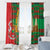 Burkina Faso Window Curtain with Red Green Tribal Design and Bobo Dioulasso Landmark - Wonder Print Shop