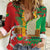 Burkina Faso Women Casual Shirt with Red Green Tribal Design and Bobo Dioulasso Landmark - Wonder Print Shop