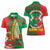 Burkina Faso Women Polo Shirt with Red Green Tribal Design and Bobo Dioulasso Landmark - Wonder Print Shop