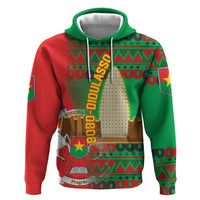 Burkina Faso Zip Hoodie with Red Green Tribal Design and Bobo Dioulasso Landmark - Wonder Print Shop