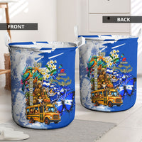 Nicaragua Independence Day Laundry Basket Blue Butterfly Sacred Sacuanjoche Cultural Floral Art