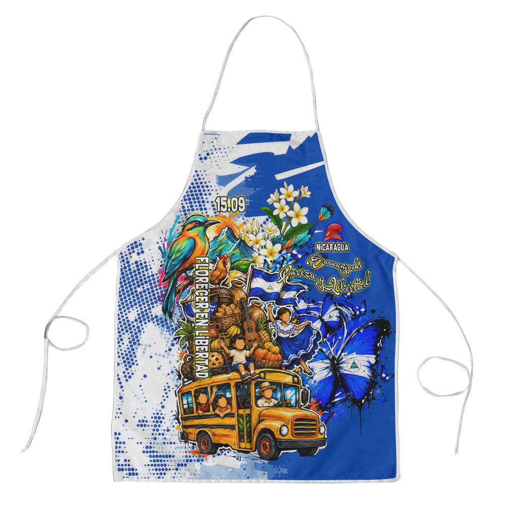 Nicaragua Independence Day Apron Blue Butterfly Sacred Sacuanjoche Cultural Floral Art