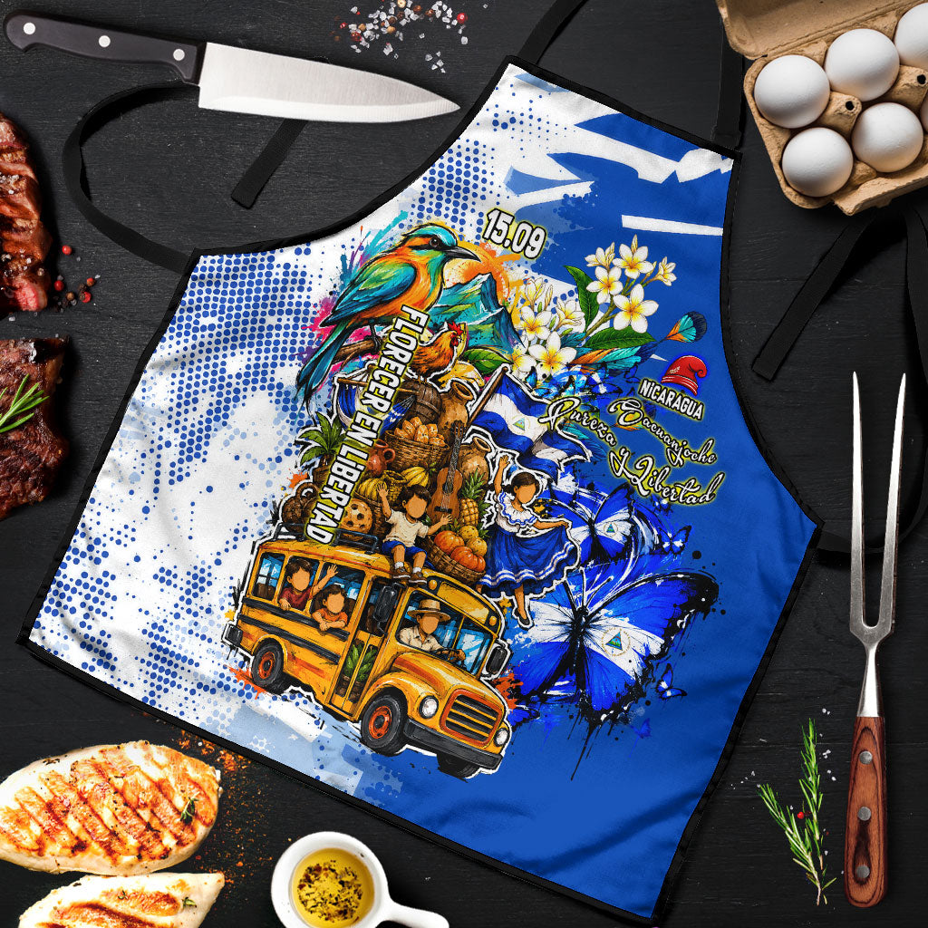 Nicaragua Independence Day Apron Blue Butterfly Sacred Sacuanjoche Cultural Floral Art