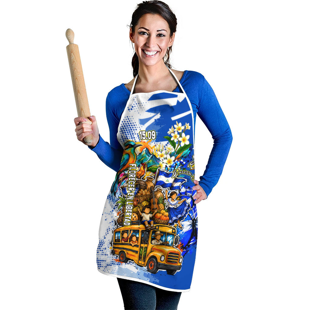 Nicaragua Independence Day Apron Blue Butterfly Sacred Sacuanjoche Cultural Floral Art