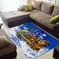 Nicaragua Independence Day Area Rug Blue Butterfly Sacred Sacuanjoche Cultural Floral Art