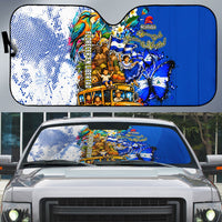 Nicaragua Independence Day Auto Sun Shade Blue Butterfly Sacred Sacuanjoche Cultural Floral Art
