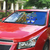 Nicaragua Independence Day Auto Sun Shade Blue Butterfly Sacred Sacuanjoche Cultural Floral Art