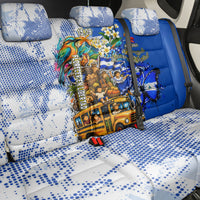 Nicaragua Independence Day Back Car Seat Cover Blue Butterfly Sacred Sacuanjoche Cultural Floral Art