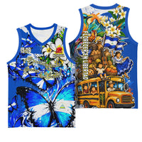 Nicaragua Independence Day Basketball Jersey Blue Butterfly Sacred Sacuanjoche Cultural Floral Art