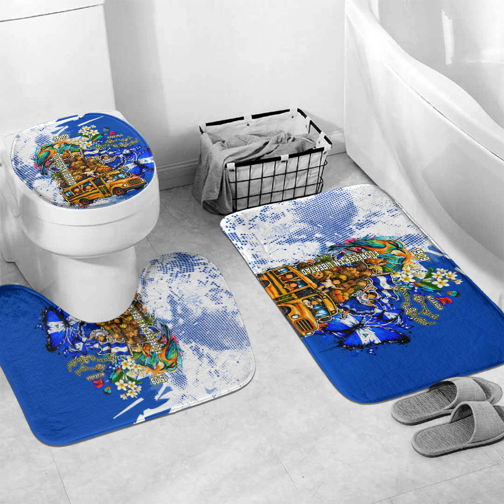 Nicaragua Independence Day Bathroom Set Blue Butterfly Sacred Sacuanjoche Cultural Floral Art