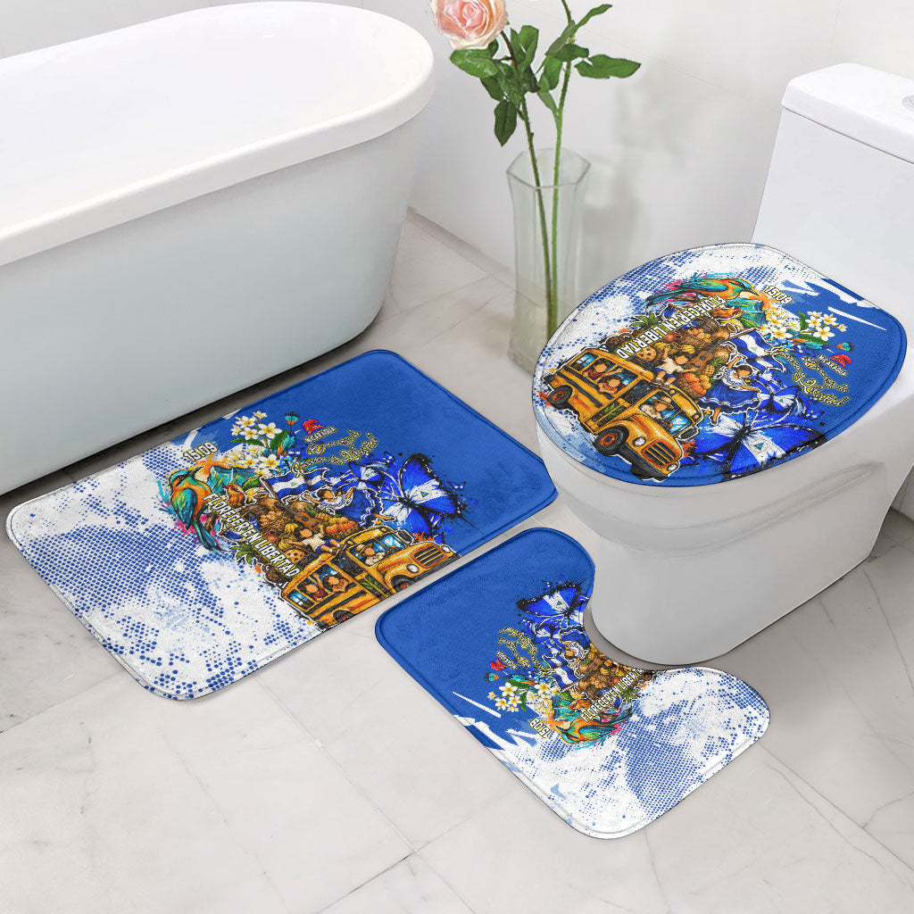 Nicaragua Independence Day Bathroom Set Blue Butterfly Sacred Sacuanjoche Cultural Floral Art