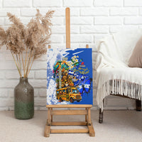 Nicaragua Independence Day Canvas Wall Art Blue Butterfly Sacred Sacuanjoche Cultural Floral Art