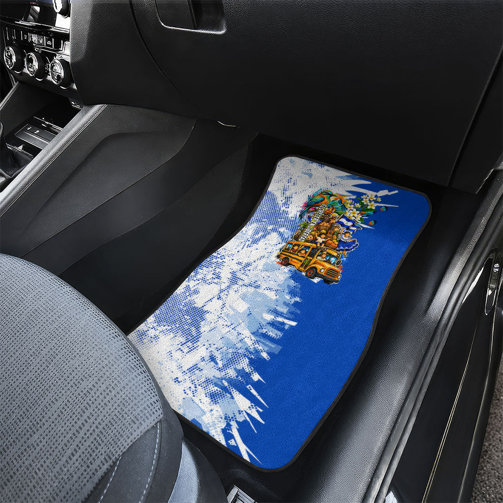 Nicaragua Independence Day Car Mats Blue Butterfly Sacred Sacuanjoche Cultural Floral Art