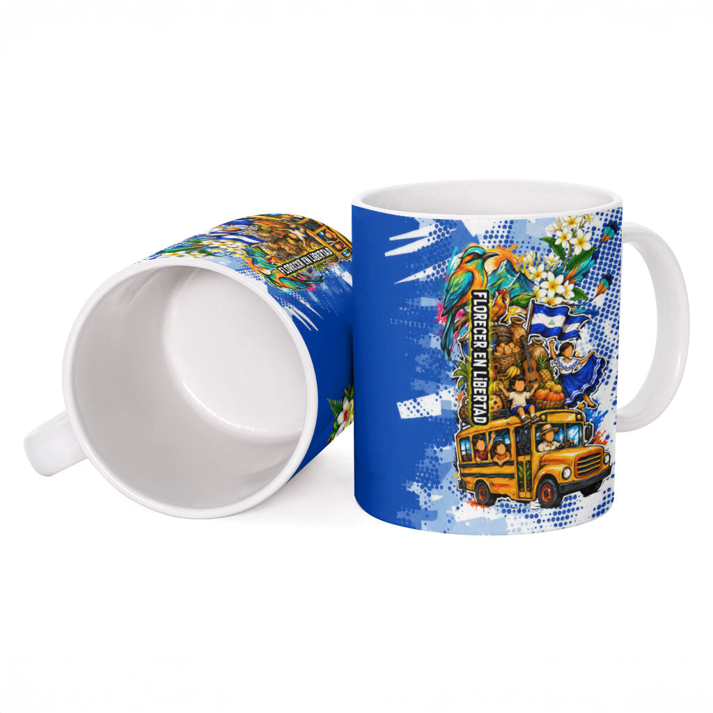 Nicaragua Independence Day Ceramic Mug Blue Butterfly Sacred Sacuanjoche Cultural Floral Art