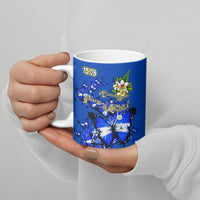 Nicaragua Independence Day Ceramic Mug Blue Butterfly Sacred Sacuanjoche Cultural Floral Art